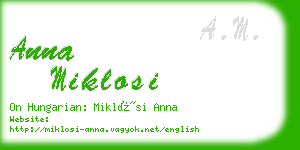 anna miklosi business card